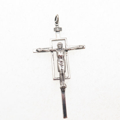 Creed 925 Sterling Silver Vintage Crucifix Cross Religious Oxidized Pendant