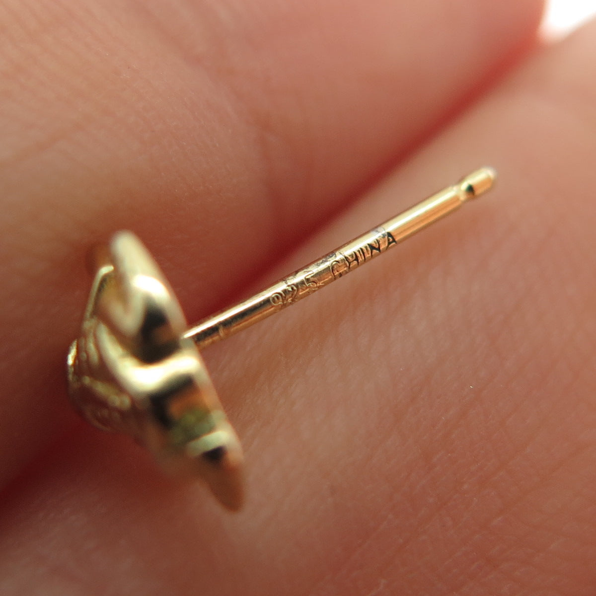 925 Sterling Silver Gold Plated Frog For Good Luck Stud Earrings
