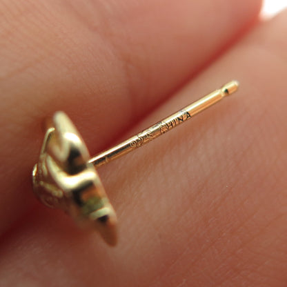 925 Sterling Silver Gold Plated Frog For Good Luck Stud Earrings