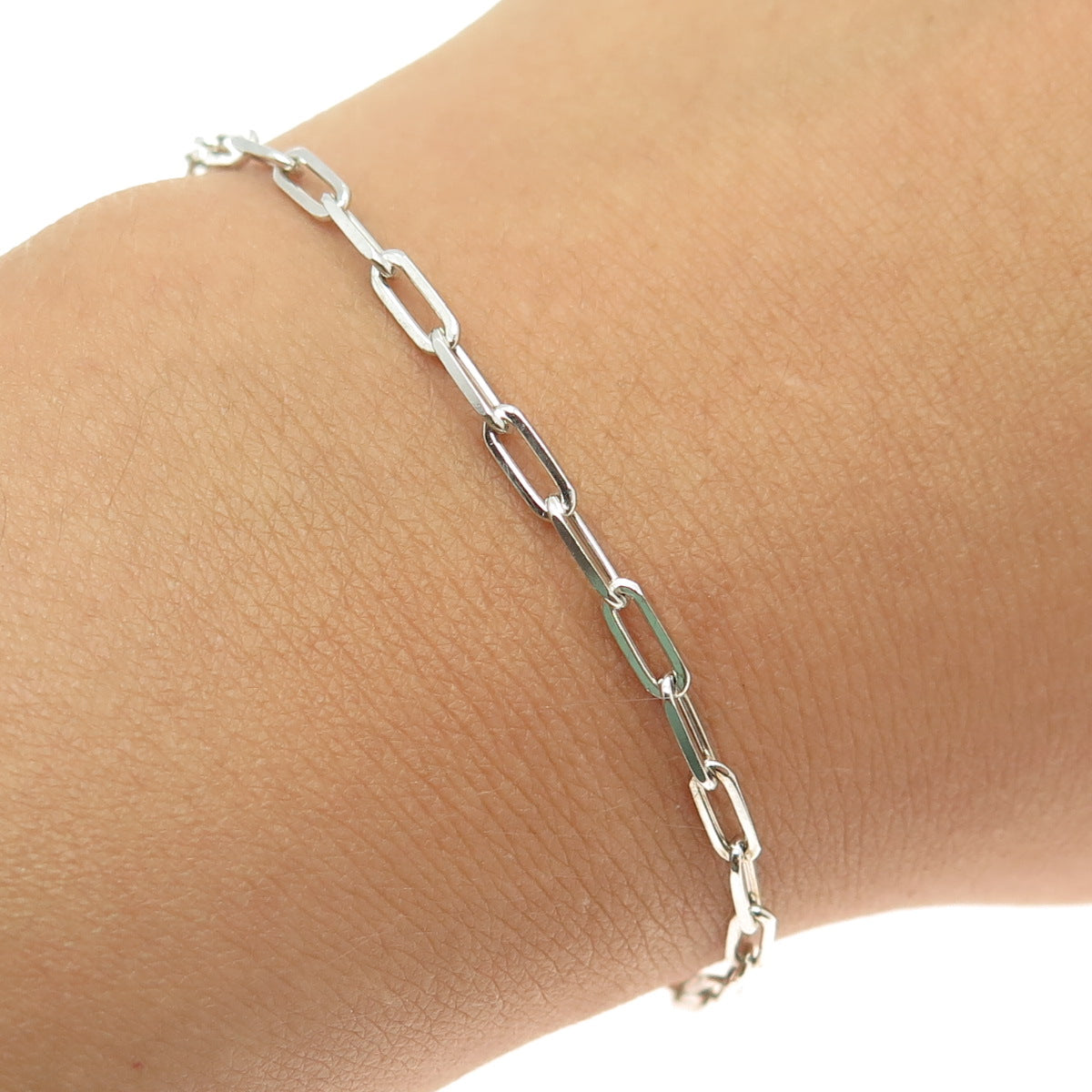 925 Sterling Silver Italy Paperclip Link Anklet / Bracelet 9"