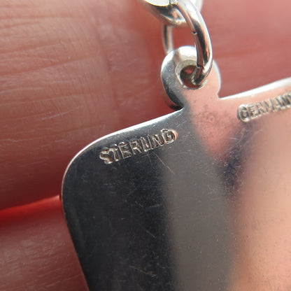 925 Sterling Silver 2-Tone Vintage Germany Tennis Racket Tag Key Fob Chain