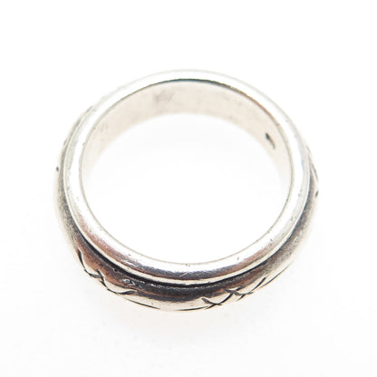 925 Sterling Silver Vintage "X" Rotating Band Ring Size 5.75