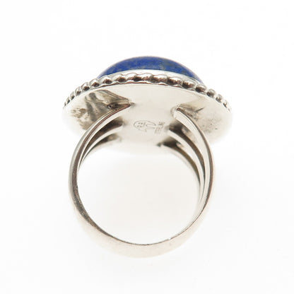 Running Bear Old Pawn 925 Sterling Silver Vintage Southwestern Lapis Ring Size 7