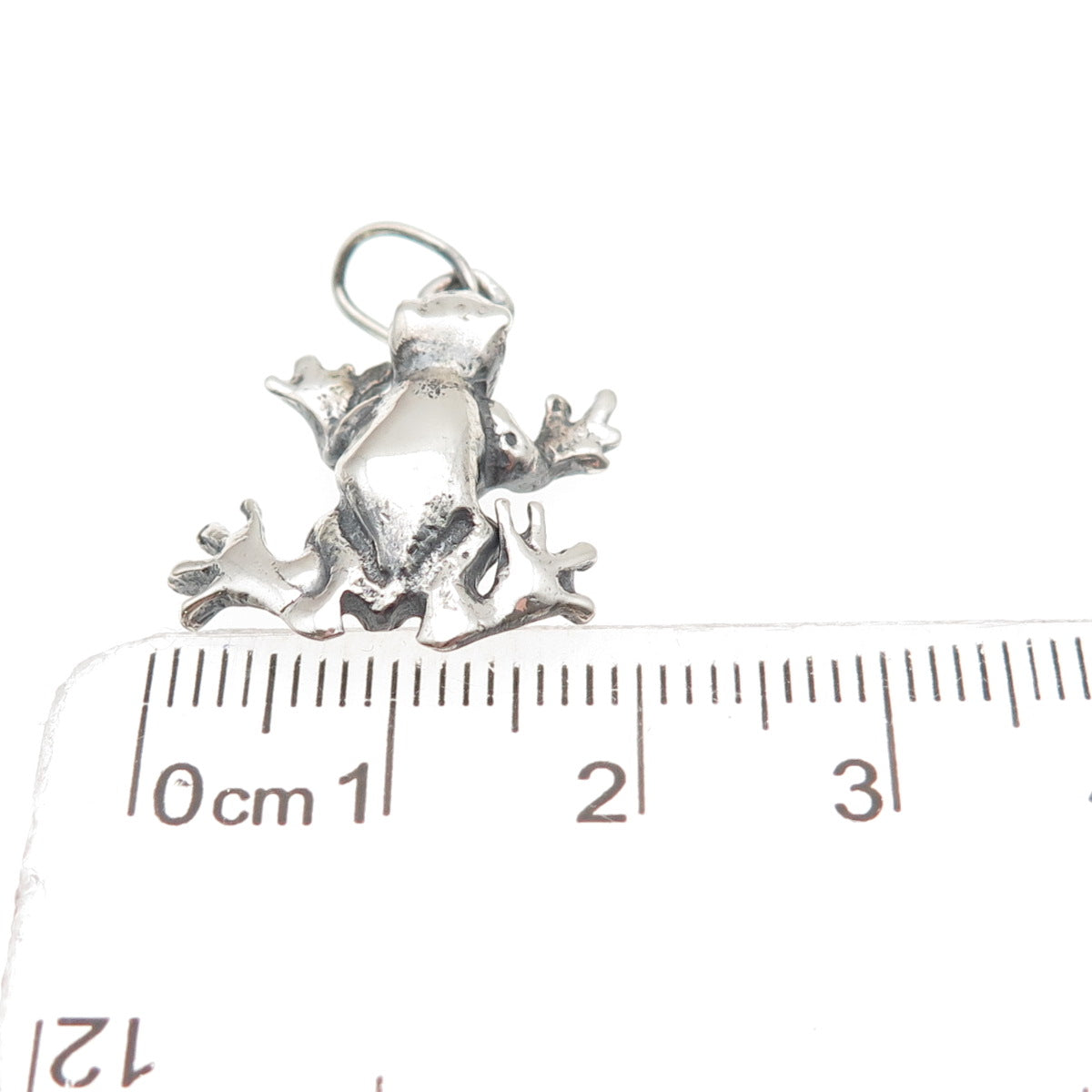 925 Sterling Silver Vintage Frog Good Luck Oxidized Charm Pendant