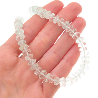 925 Sterling Silver Vintage Real Aquamarine Beaded Necklace 20-22"