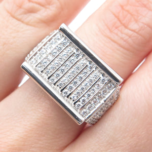 925 Sterling Silver Round-Cut Shaped C Z Sparkle Signet Ring Size 9.5
