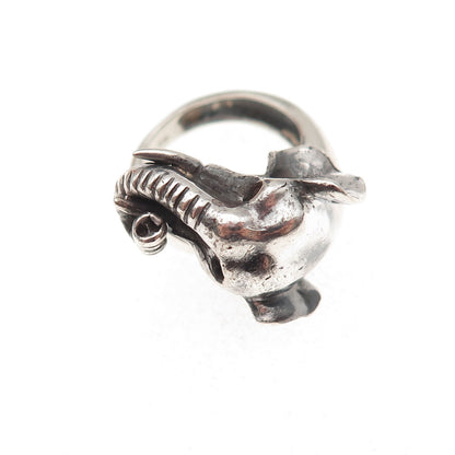 925 Sterling Silver Vintage Elephant Oxidized Ring Size 5