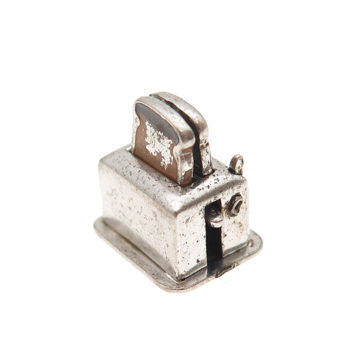 925 Sterling Silver Antique Art Deco Enamel Toaster Articulated 3D Mini Pendant