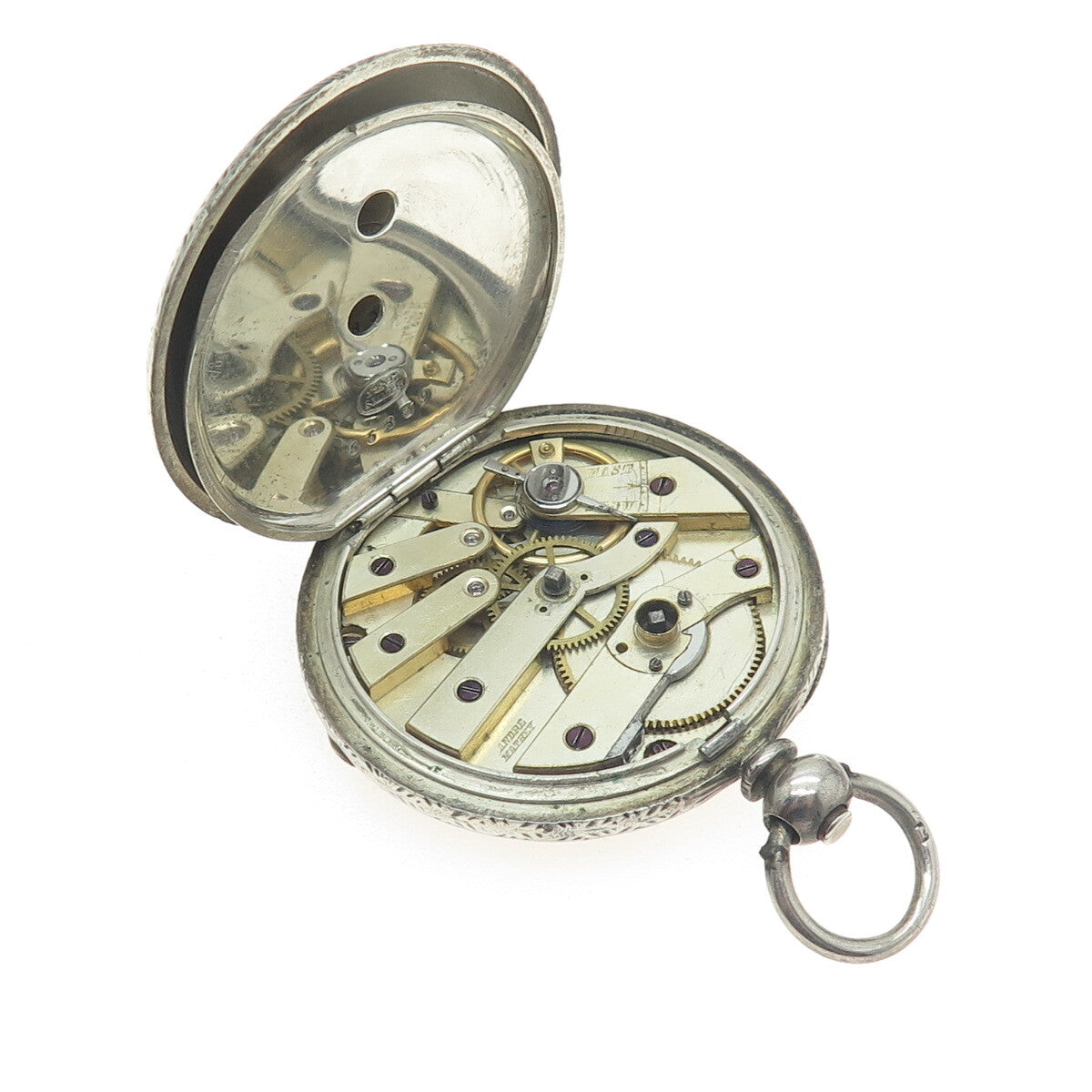 ANDRE MATHEY Antique Fine Silver Open-Face Pocket Watch #55839