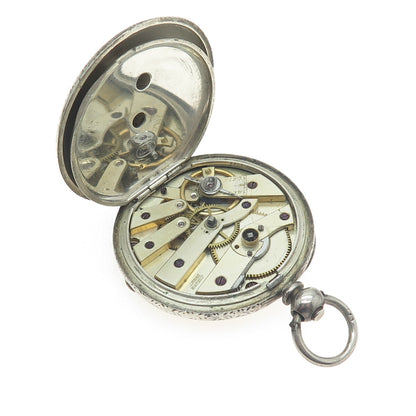 ANDRE MATHEY Antique Fine Silver Open-Face Pocket Watch #55839