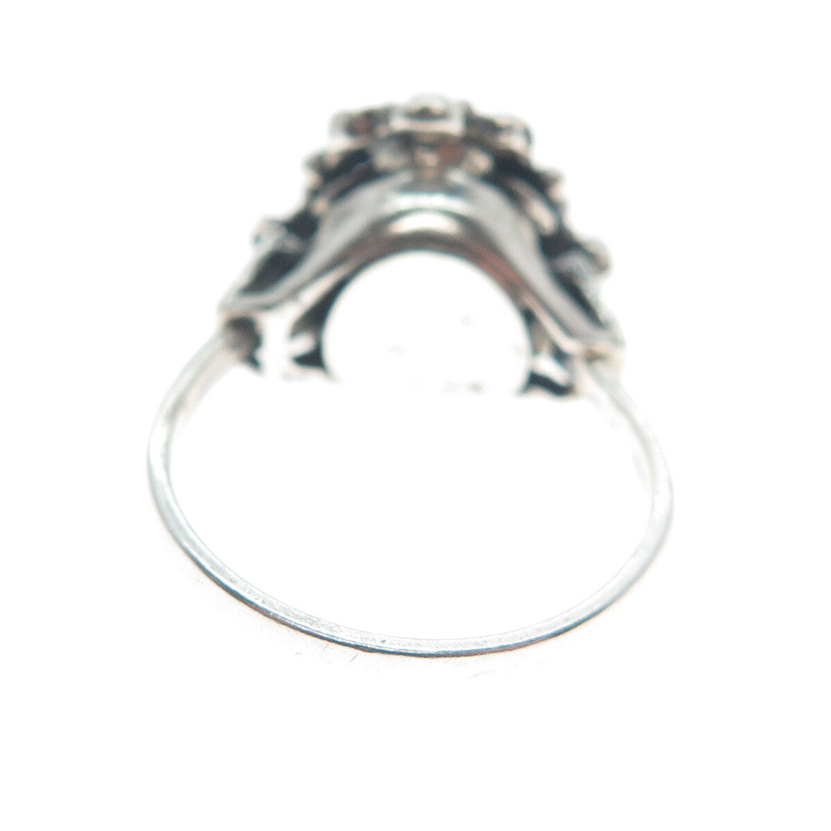 DIADEMA 925 Sterling Silver Antique Art Deco Flower Oxidized Ring Size 6.25