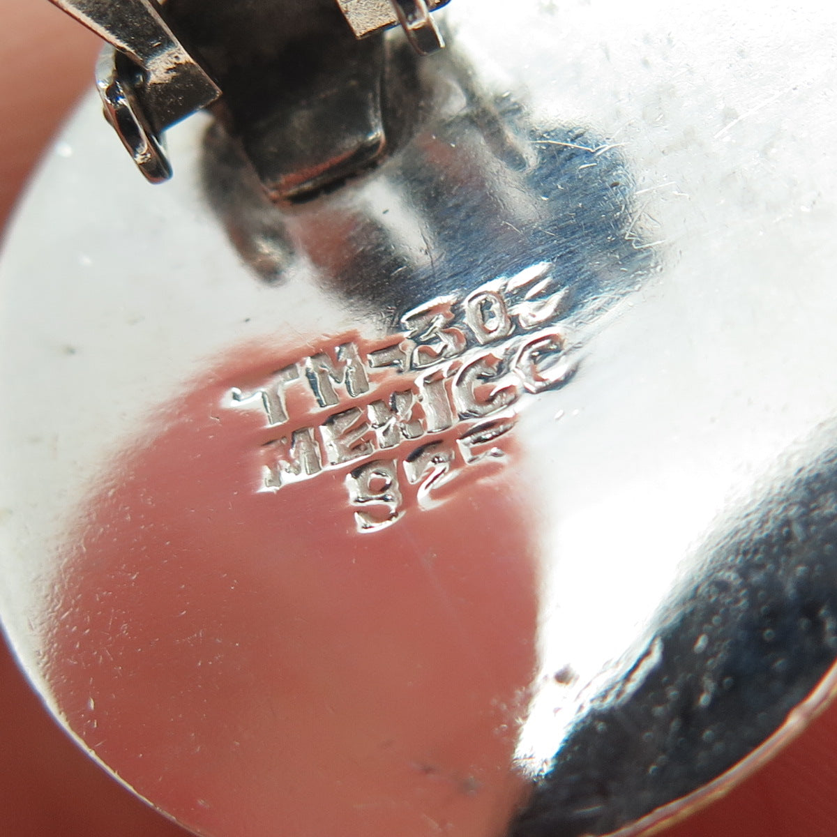 925 Sterling Silver 2-Tone Vintage Mexico Modernist Dome Clip On Earrings