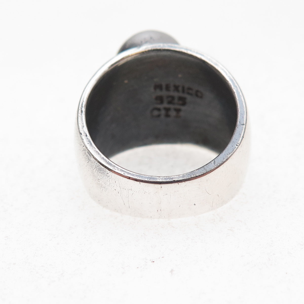 925 Sterling Silver Vintage CII Mexico Real Turquoise Oxidized Ring Size 7