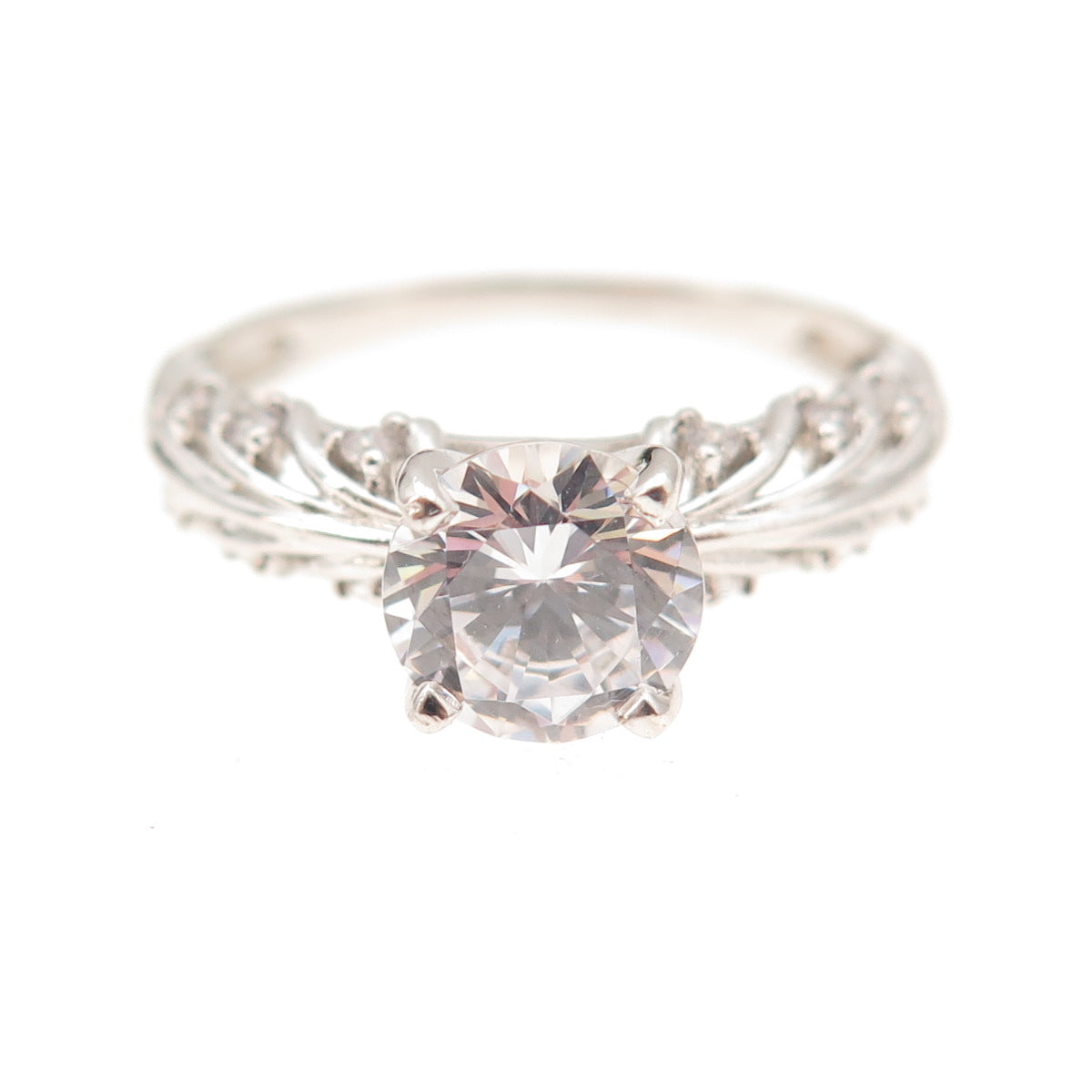 Jeulia 925 Sterling Silver Round-Cut C Z Engagement Ring Size 8