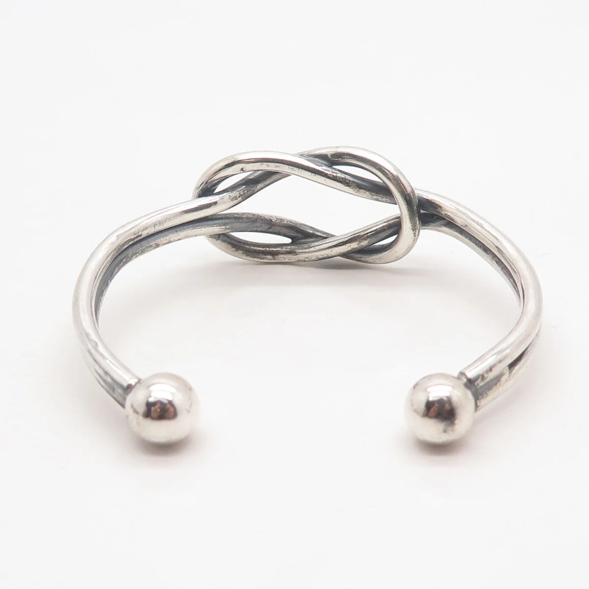 925 Sterling Silver Vintage Knot Loop Adjustable Cuff Bracelet 6.5"