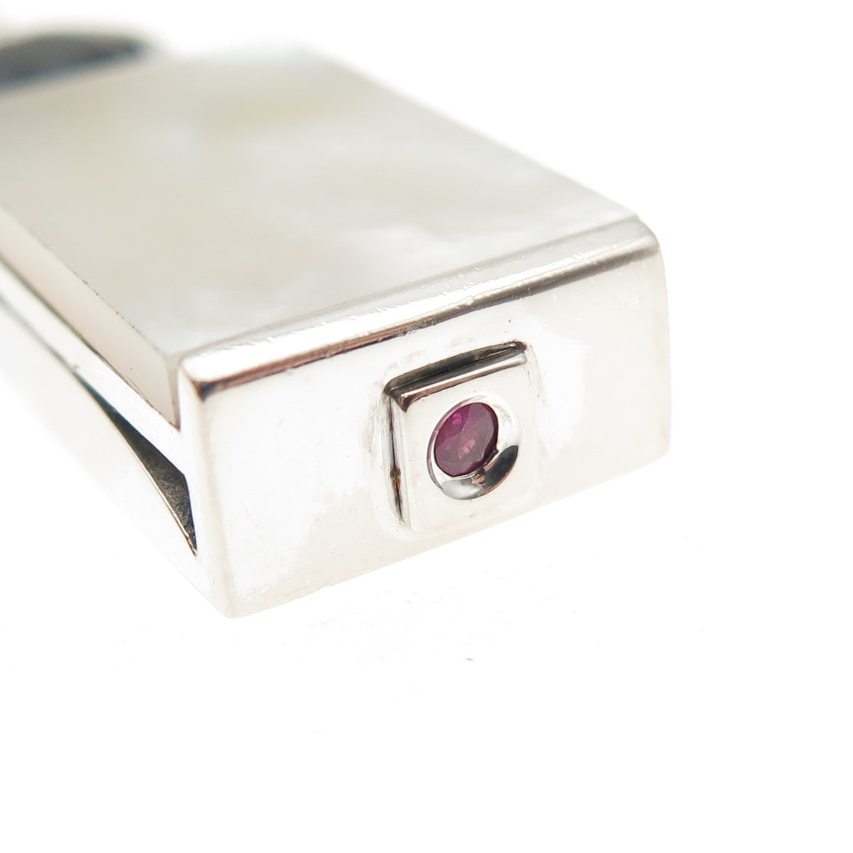 ELLE 925 Sterling Silver Vintage Real MOP Black Onyx Ruby Charm Pendant