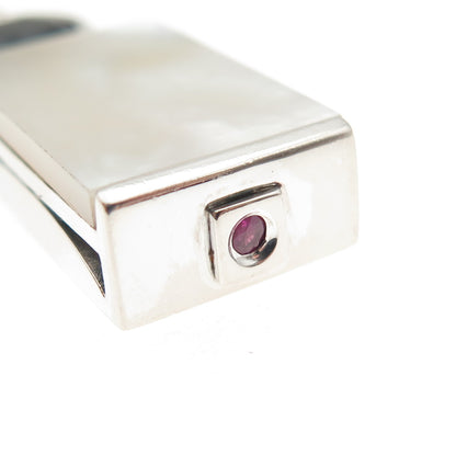 ELLE 925 Sterling Silver Vintage Real MOP Black Onyx Ruby Charm Pendant