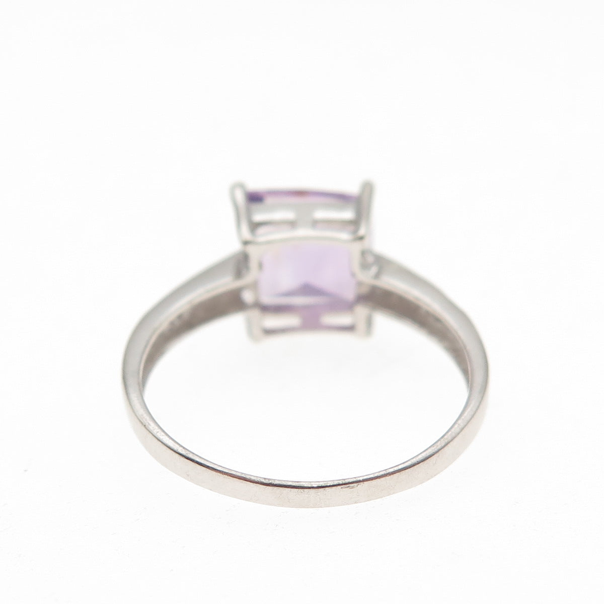 925 Sterling Silver Real Amethyst & White Topaz Ring Size 7