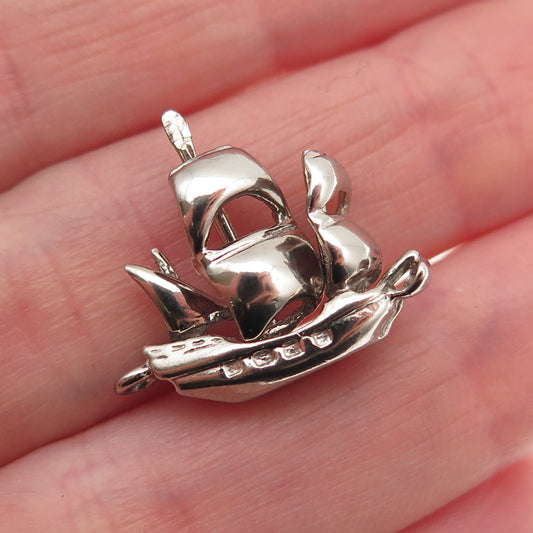 925 Sterling Silver Vintage Viking Ship Mini Charm Pendant