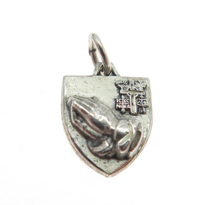 HAYWARD 925 Sterling Silver Antique Hands In Prayer Presbyterian Pendant