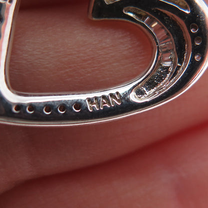 HAN Sterling Silver Real Round & Tapered Baguette-Cut Diamond Heart Mini Pendant