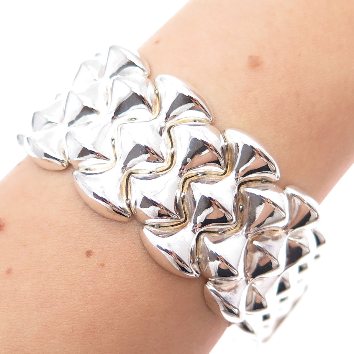 MILOR 925 Sterling Silver Vintage Italy Modernist Hourglass Link Bracelet 7.5"