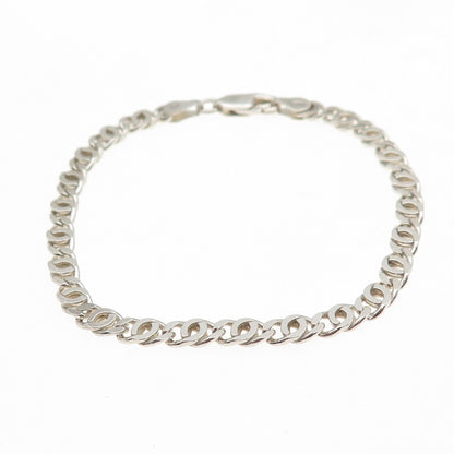 925 Sterling Silver Vintage Italy Anchor Mariner Link Bracelet 7"