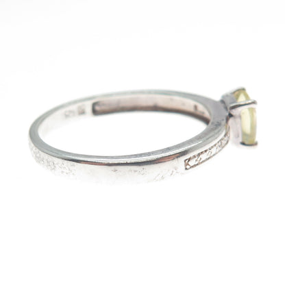 MICHELLE ALBALA 925 Sterling Real Diamond Accent & Lemon Citrine Ring Size 10.25