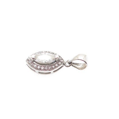 925 Sterling Silver Marquise & Round-Cut C Z Minimalist Charm Pendant