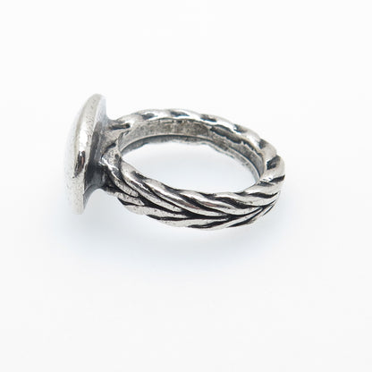 925 Sterling Silver Vintage Modernist Wheat Link Oxidized Ring Size 7.75