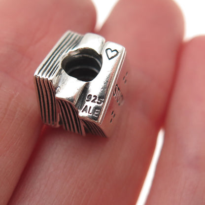 Pandora 925 Sterling Silver Wise Owl Study Text Book Slide Bead Charm