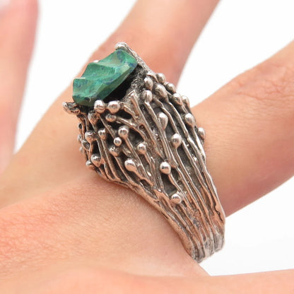 925 Sterling Silver Vintage Real Azurite Gemstone Ring Size 8.5