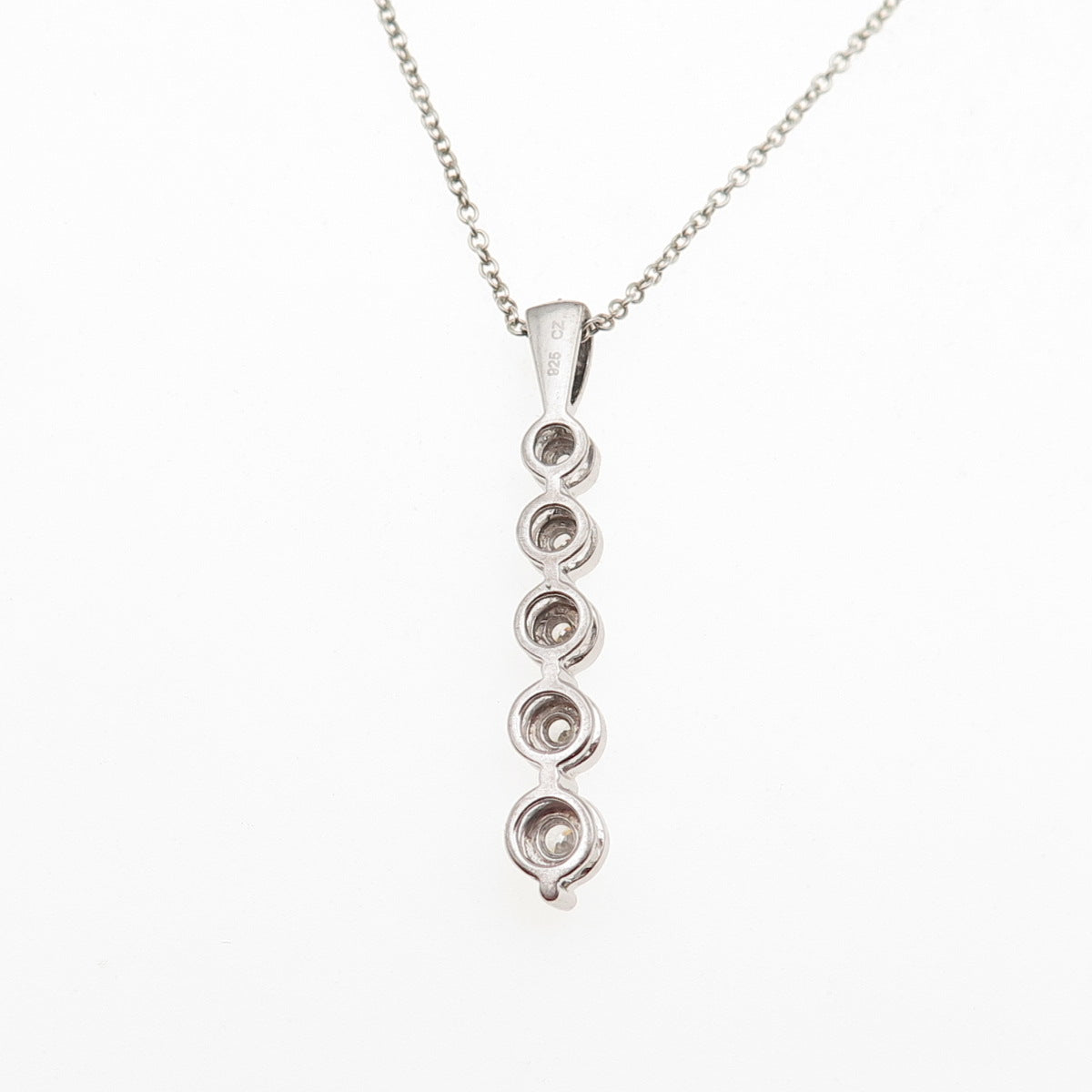 925 Sterling Silver Round-Cut C Z Graduated Drop Cable Chain Necklace 18"