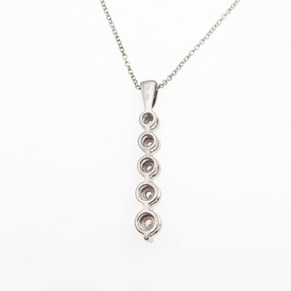 925 Sterling Silver Round-Cut C Z Graduated Drop Cable Chain Necklace 18"