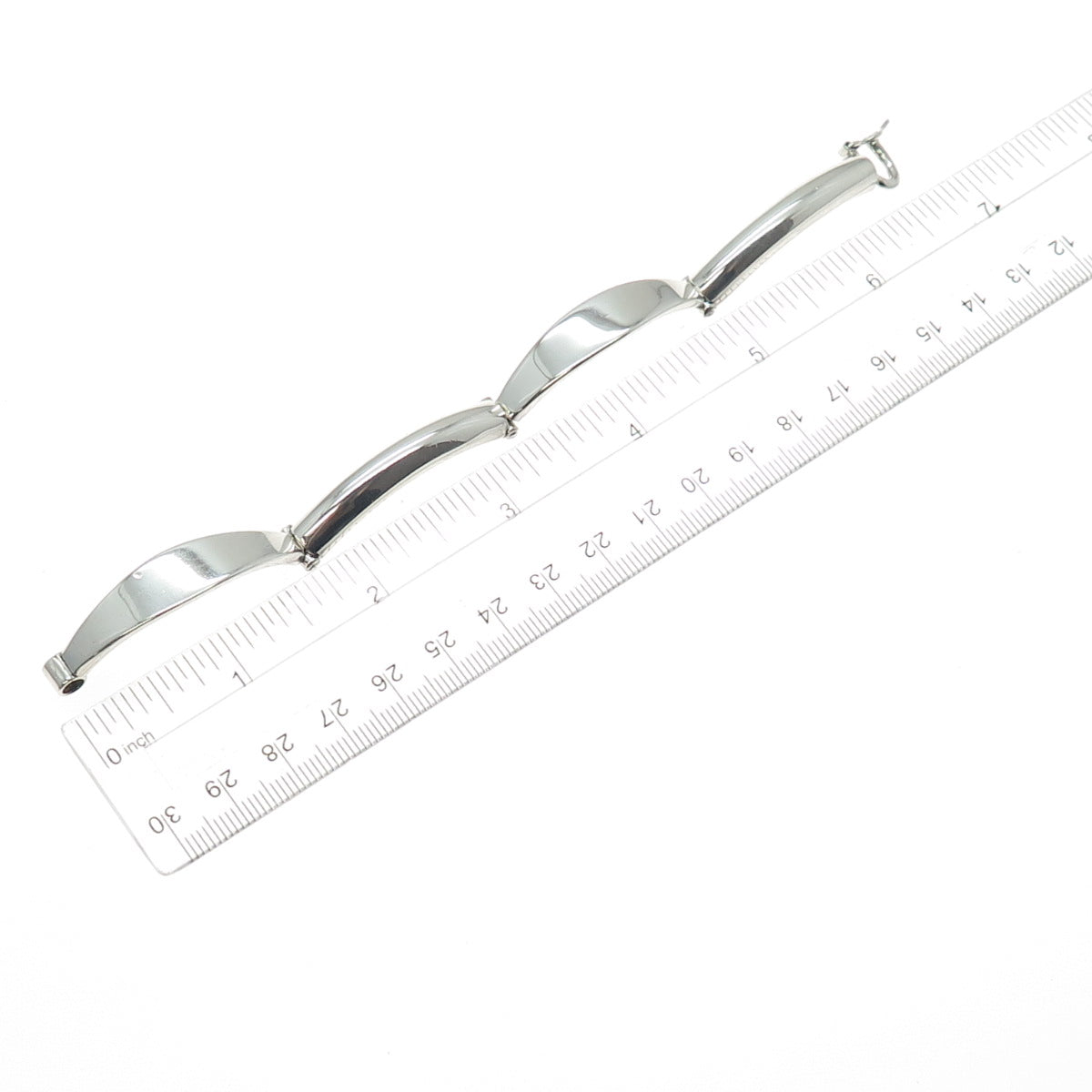 925 Sterling Silver Vintage Italy Modernist Panel Link Bracelet 6.75"