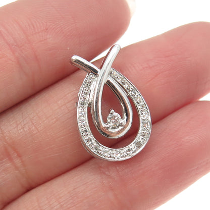 925 Sterling Silver Real Round-Cut Diamond Twist Slide Pendant