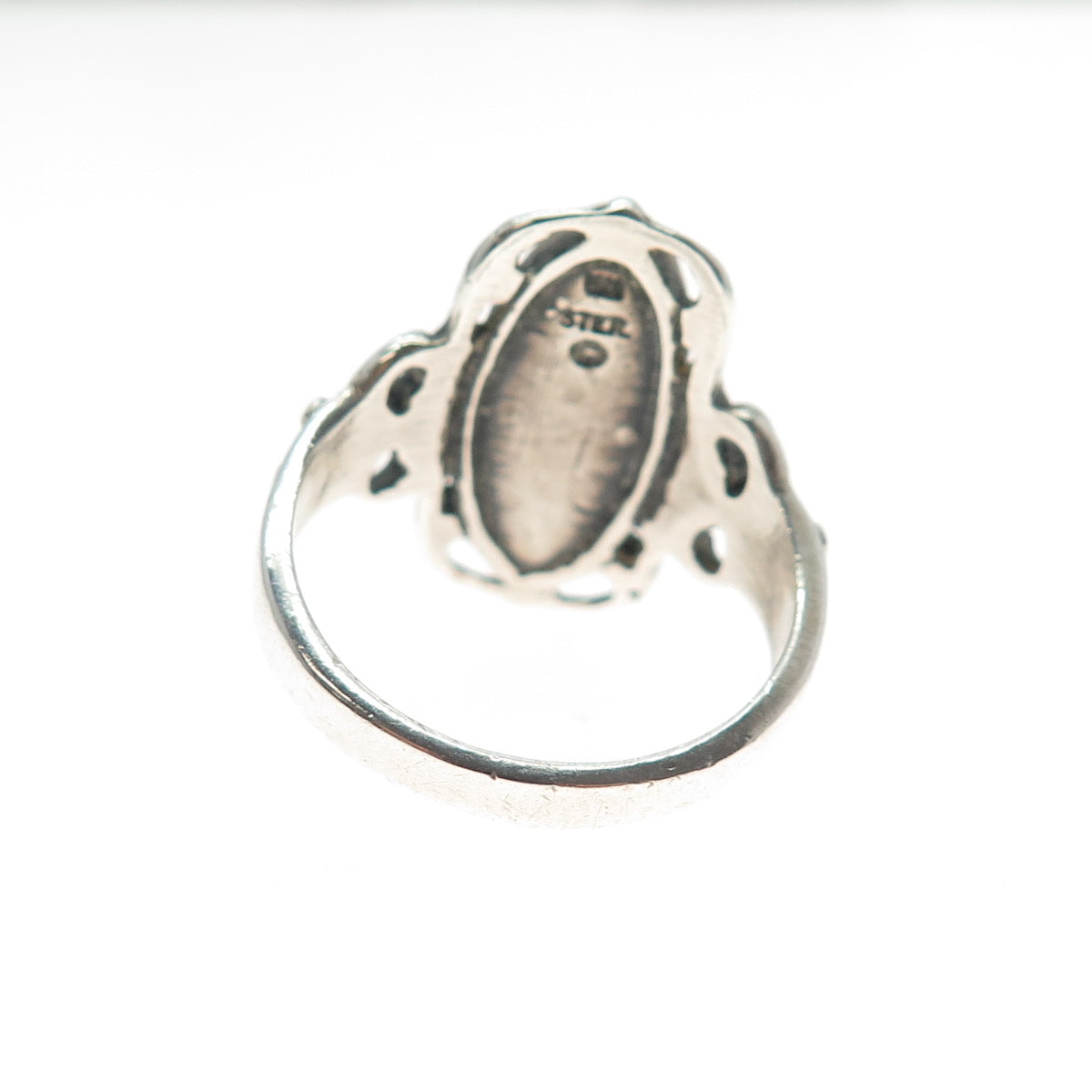 WHEELER MFG Old Pawn 925 Sterling Silver Vintage Hematite Oxidized Ring Size 8