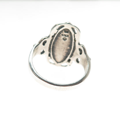 WHEELER MFG Old Pawn 925 Sterling Silver Vintage Hematite Oxidized Ring Size 8