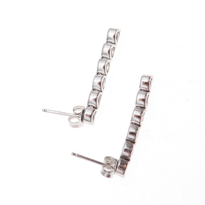 925 Sterling Silver Round-Cut C Z Dangle Earrings
