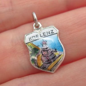 FRITZ REU & CO. 800 Silver Vintage Enamel Koblenz Minimalist Charm Pendant