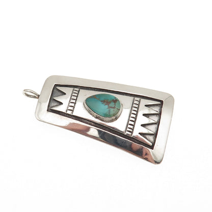 Old Pawn 925 Sterling Silver Vintage Southwestern Turquoise Tribal Pendant