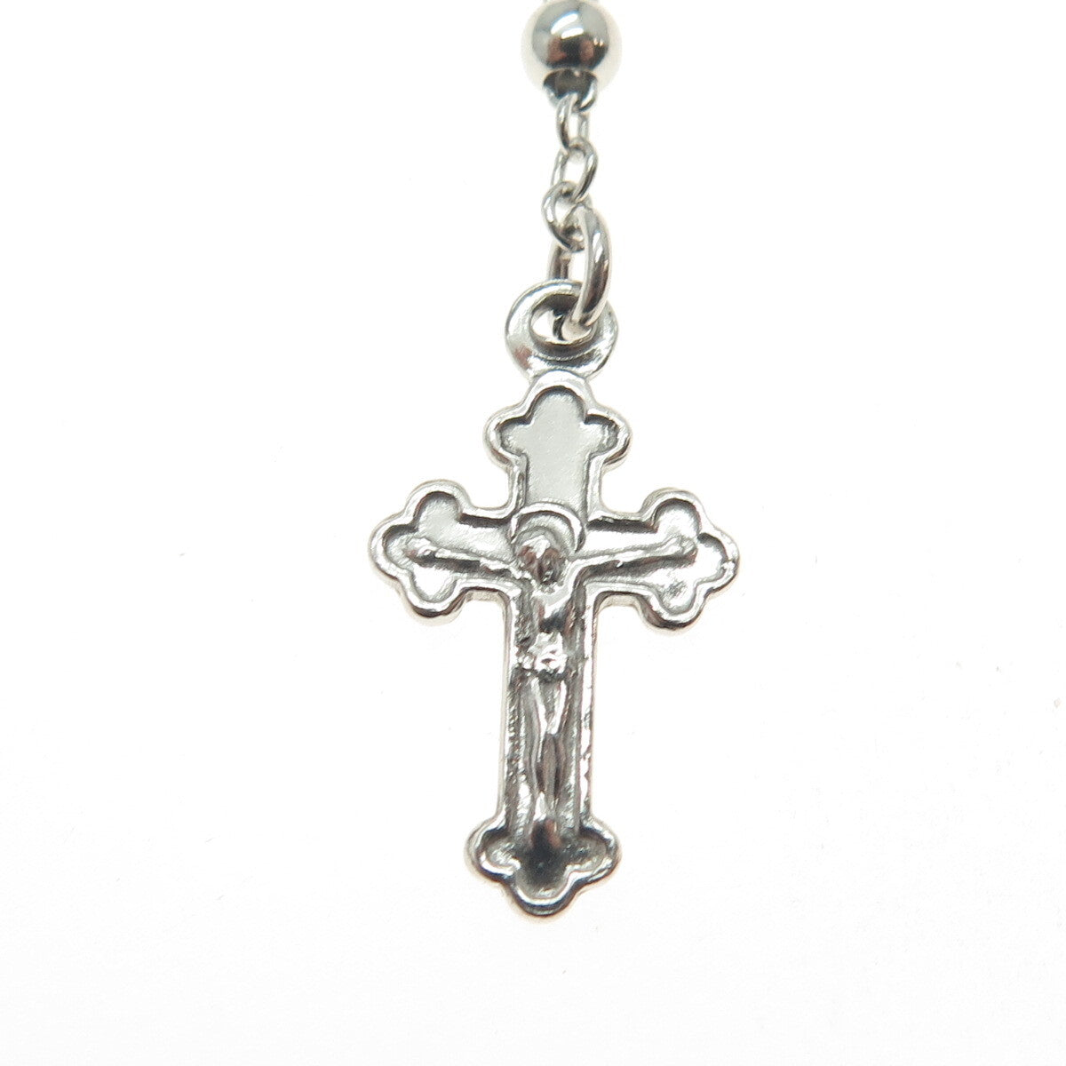 925 Sterling Silver Italy Crucifix Cross Religious Rosary Chain 24"