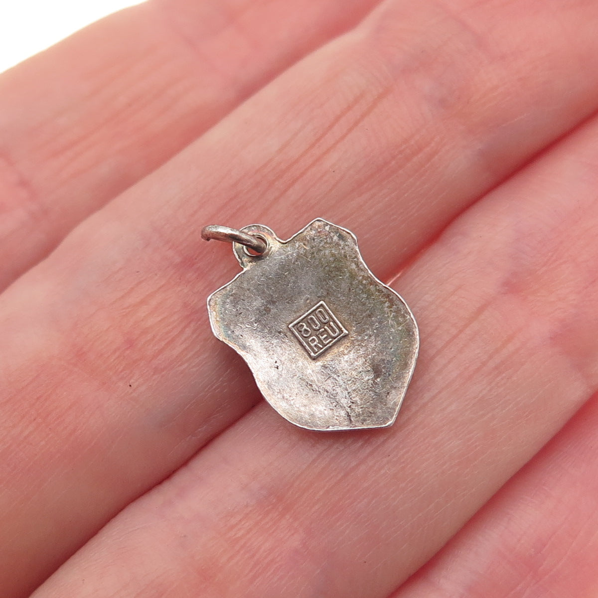 Fritz Reu & Co. 800 Silver Vintage Enamel Mohne Reservoir Mini Charm Pendant