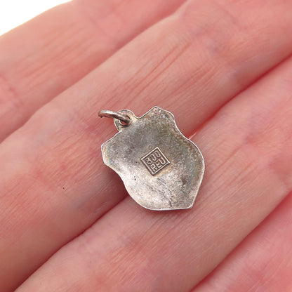 Fritz Reu & Co. 800 Silver Vintage Enamel Mohne Reservoir Mini Charm Pendant