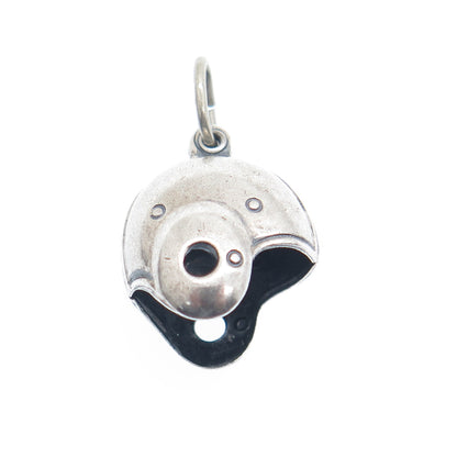 925 Sterling Silver Vintage Baseball Helmet Minimalist 3D Charm Pendant