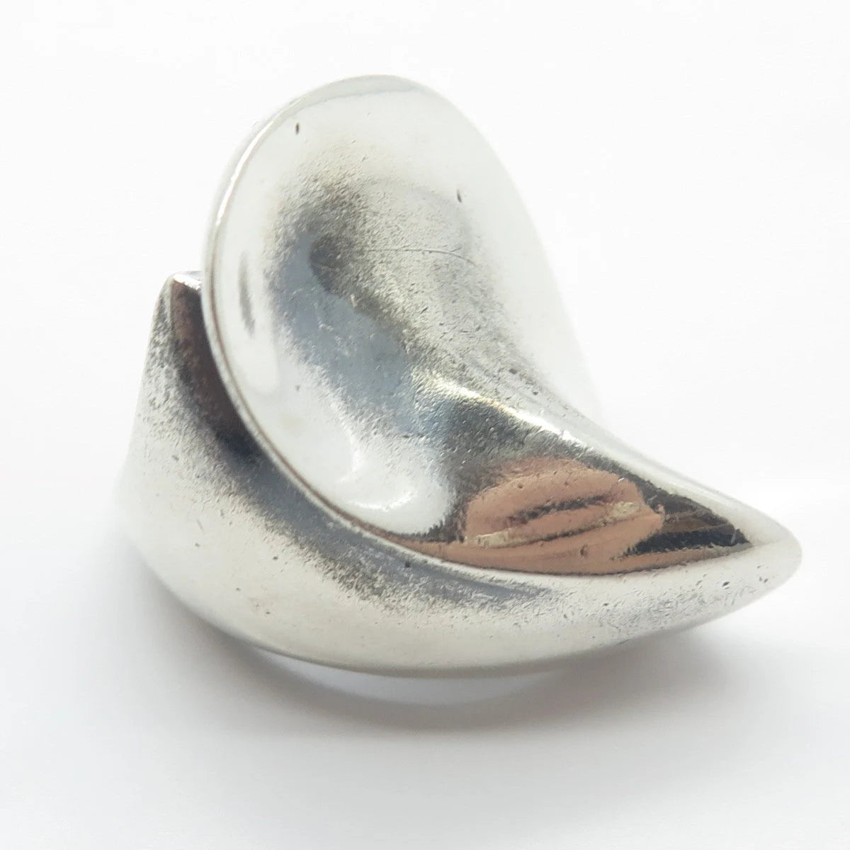 925 Sterling Silver Vintage Concave Modernist Ring Size 7.5