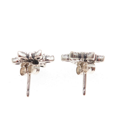 Pandora 925 Sterling Silver White & Blue C Z Sparkling Snowflake Stud Earrings
