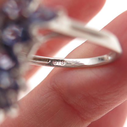 Chuck Clemency 925 Sterling Silver Real Tanzanite Cluster Ring Size 8.25