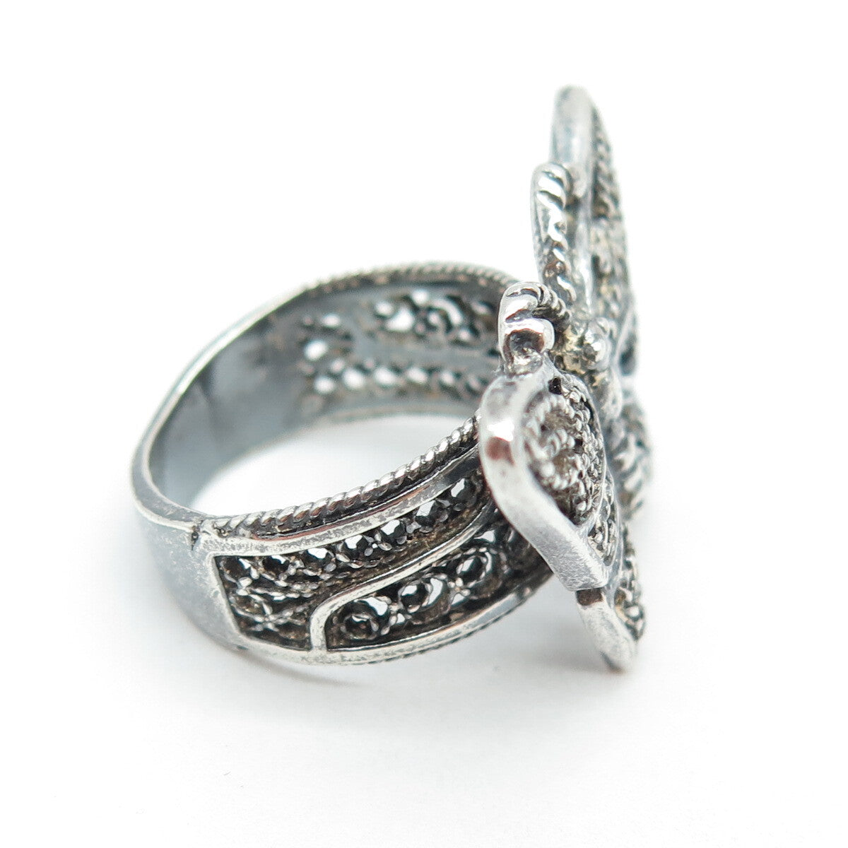 925 Sterling Silver Vintage Butterfly Oxidized Ring Size 6.5