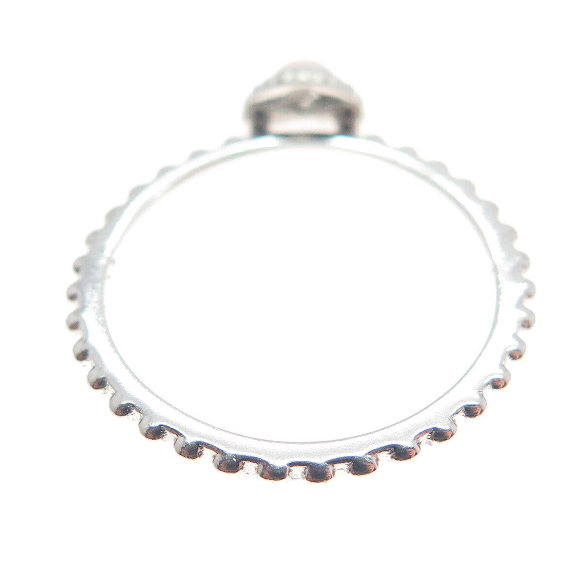 925 Sterling Silver Real Rose Quartz Beaded Ring Size 7.25